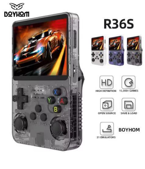 BOYHOM R36S Retro Handheld Video Game Console Linux System 3.5 Inch IPS Screen R35s Pro Portable Pocket Video Player 64GB Games