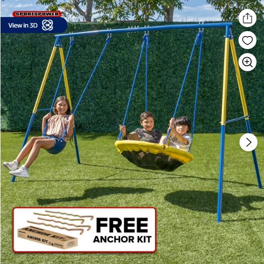 Sportspower Swing and Saucer Swing Metal Set with Heavy Duty A-Frame, holds up to 300 lb.
