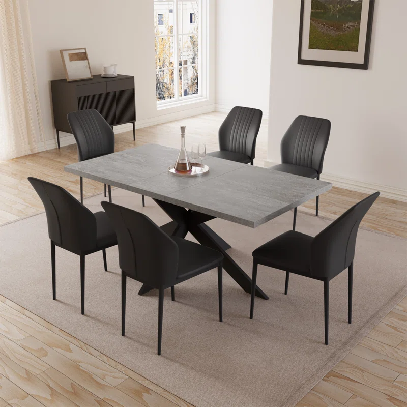 51.2″ to 66.9″ Extendable Butterfly Leaf Dining Table with Chairs, Dining Kitchen Table Sets
