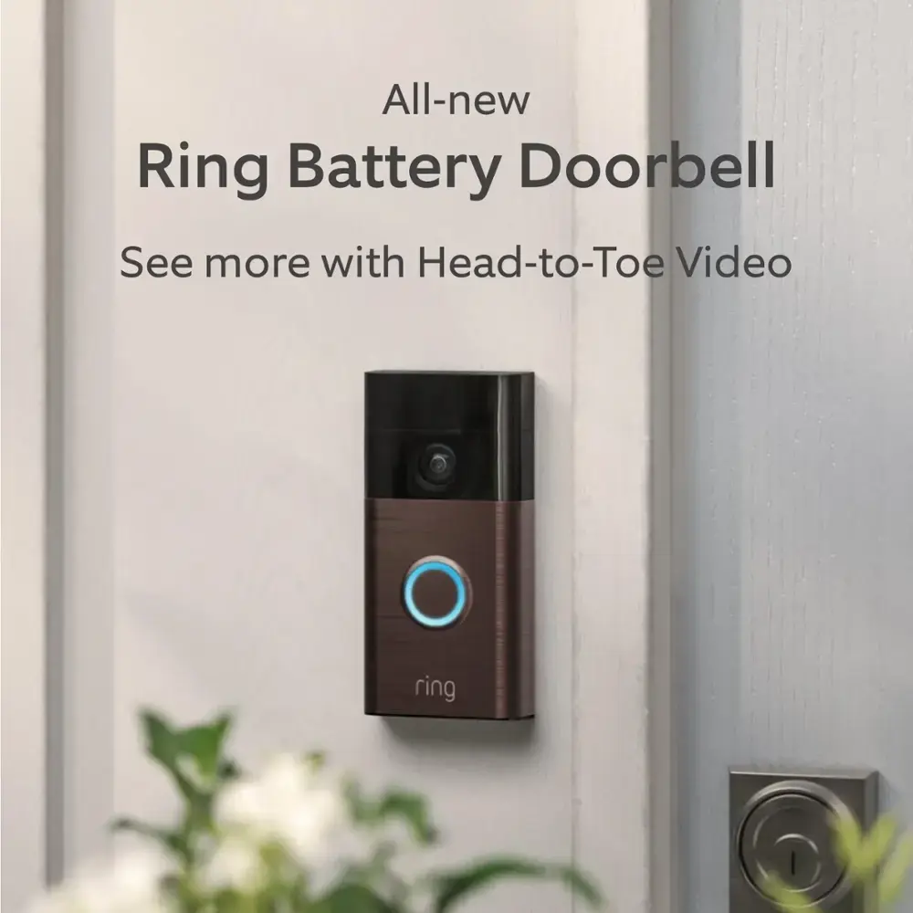 Ring – Battery Doorbell Smart Wifi Video Doorbell – Battery-Powered with Head-to-Toe Video, Live View, and Two-Way Talk – Venetian Bronze