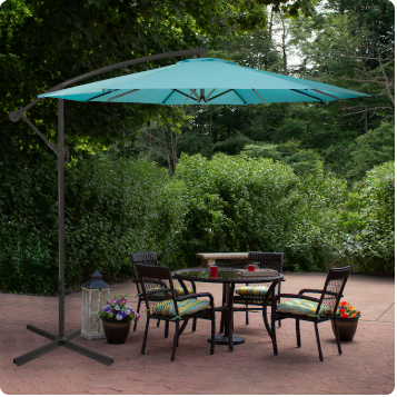 Northlight 10-Feet Steel Blue Crank Misting Patio Umbrella with Base