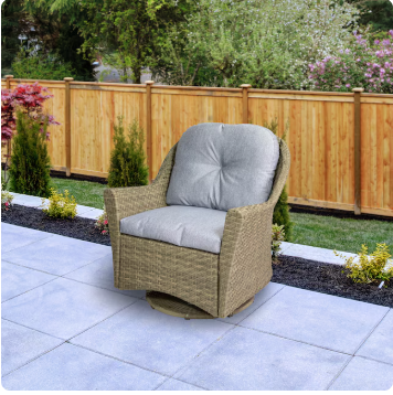 Northlight Wicker Gray Wicker Frame Glider Chaise lounge Chair with Gray Cushioned Seat