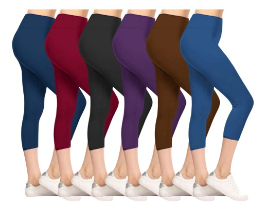 6-Pack High Waisted Capri Leggings – Buttery Soft, High Stretch, Yoga Workout Pants for Women