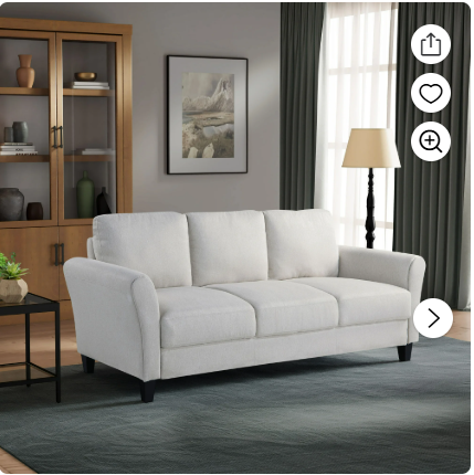 Mainstays 66″ Studio Futon, Gray Linen Upholstery