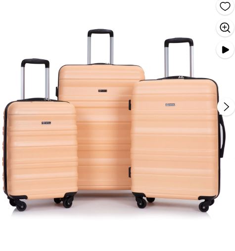 Tripcomp Hardside Luggage Set 3-Piece Set(21/25/29) Lightweight Suitcase 4-Wheeled Suitcase Set(Pink)