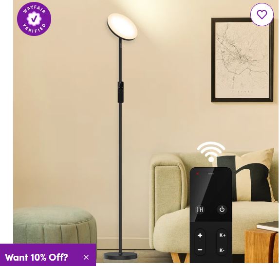 Voleta 70″ LED Torchiere Floor Lamp With Remote Control