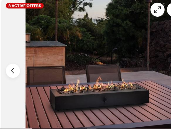 Threshold 28″ Outdoor Deck Patio Tabletop Rectangular Fireplace Propane Fire Pit