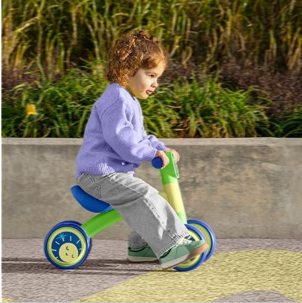 Jetson Bounce Balance Bike, Four Wheels, Ride on, Indoor and Outdoor, Lightweight, Ages 12-24 Months, Blue Green, JBNCE-YBL