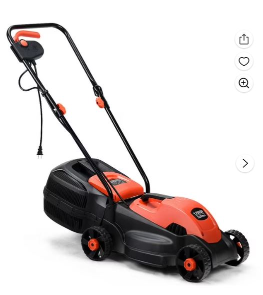 Costway 12 Amp 14-Inch Electric Push Lawn Corded Mower With Grass Bag Red