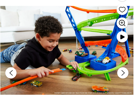Hot Wheels Action Spiral Speed Crash Track Set with Motorized Booster & 1:64 Scale Toy Car, 29.53 in