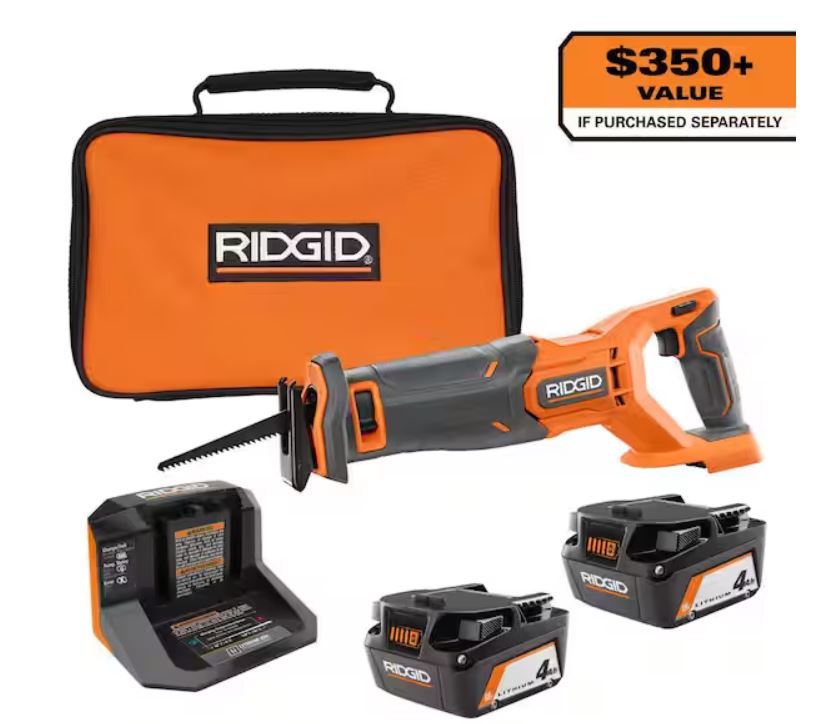 18V Cordless Reciprocating Saw with (2) 4.0 Ah Batteries, 18V Charger, and Bag
