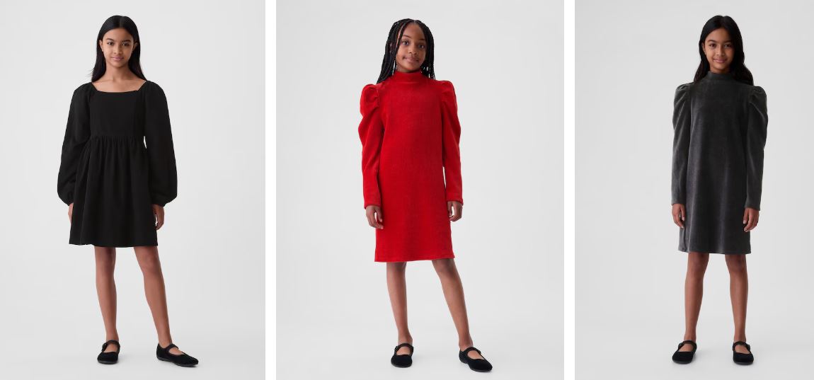 Kids Puff-Sleeve Corduroy Dress