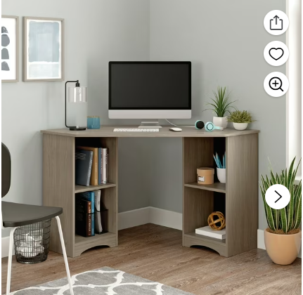 Sauder Beginnings Silver Sycamore Desk with Hutch and Drawer, Silver Sycamore Finish