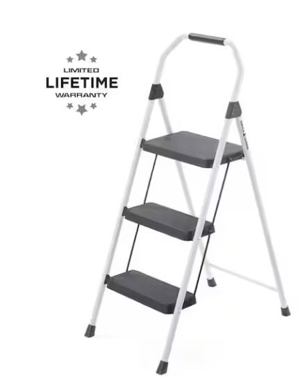 3-Step Compact Steel Step Stool with 225 lb. Load Capacity Type II Duty Rating (8ft. Reach Height)