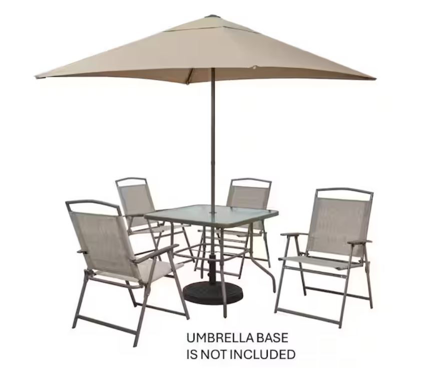 Amberview 6-Piece Steel Square Outdoor Dining Set in Brown with Umbrella