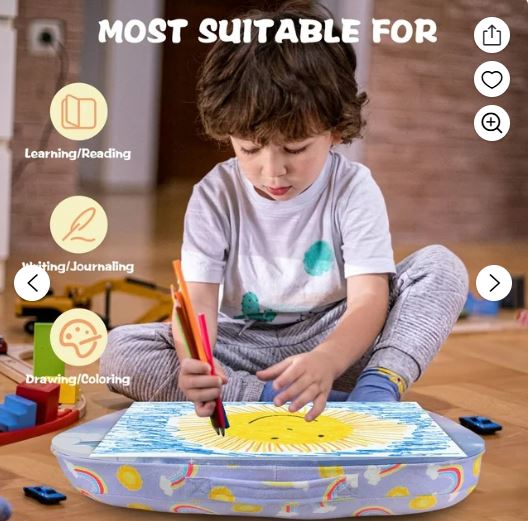 PHANCIR 17″ x 13″ Youth Lap Desk Rainbow Style, Lightweight Soft Touch Youth Lap Desk with Portable Handles, Lap Bed Tray with Cushion for Youth Writing, Reading, Art Creation and Playing