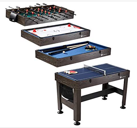 MD Sports Table Tennis, Slide Hockey, Foosball, Billiards, 54” 4-in-1 Combination Game Set
