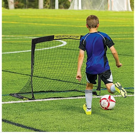 Franklin Sports Blackhawk Backyard Soccer Goal – Portable Kids Soccer Net – Pop Up Folding Indoor + Outdoor Goals – 4′ x 3′ – Black