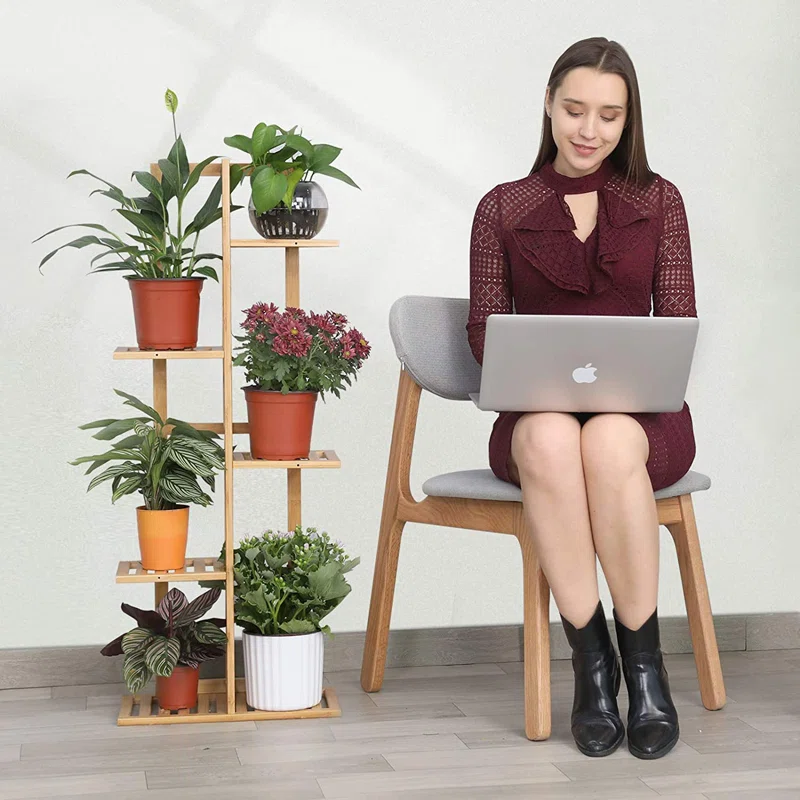 6-Tier Curved Plant Stand with Hanger