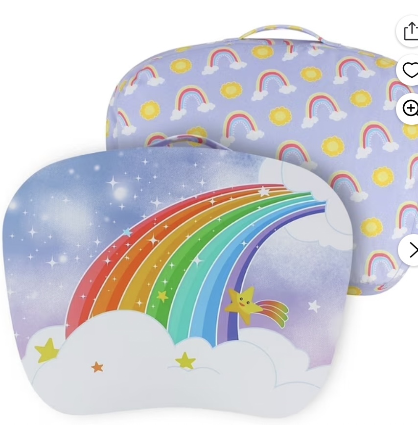 17″ x 13″ Youth Lap Desk Rainbow Style, Lightweight Soft Touch Youth Lap Desk with Portable Handles, Lap Bed Tray with Cushion for Youth Writing, Reading, Art Creation and Playing