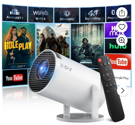 XGODY G3 Smart Mini Portable Projector with Wifi and Bluetooth, Native 1080p, Android 11.0 , Portable Projector 4k, 1 Count