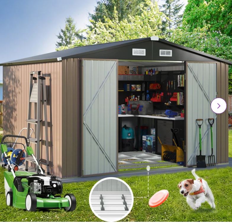 10 ft. W x 8 ft. D Metal Storage Shed with Metal Base Frame Kit