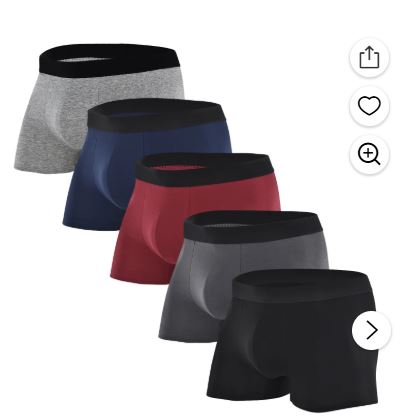 Cooplus Cotton Stretch Boxer Briefs, Men’s, Black (5 Pack)