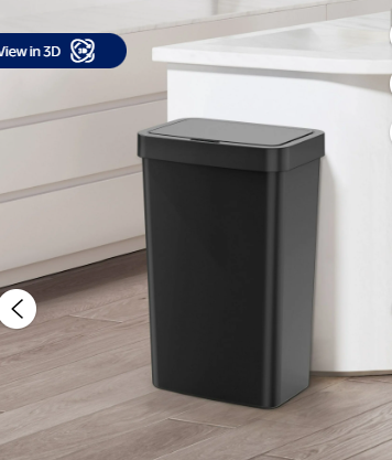 Mainstays 13.2 Gallon Kitchen Sensor Trash Can, Plastic Motion Sensor Kitchen Trash Can, Black