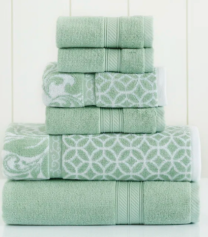 Modern Threads Trefoil Filigree 6-Piece Reversible Yarn Dyed Jacquard Towel Set