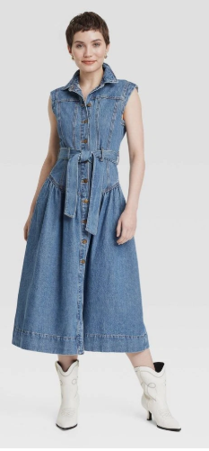 Women’s Tie-Waist Midi A-Line Dress – Universal Thread