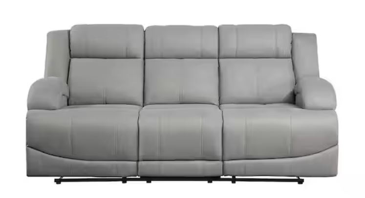 Darcel 81.5 in. W Straight Arm Microfiber Rectangle Manual Double Reclining Sofa in. Gray