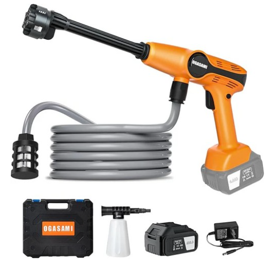 Cordless Portable Pressure Washer, 1.85MPa, 4Ah Battery, 6-in-1 Nozzle & Foam Cannon
