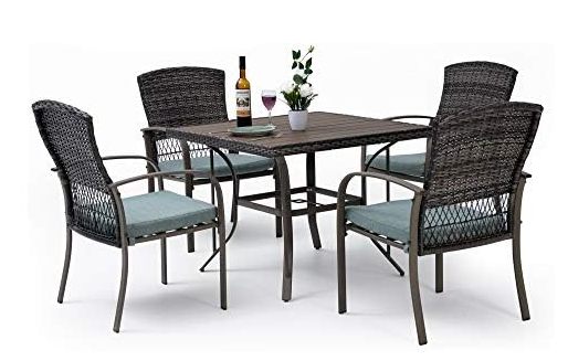 PAMAPIC 5 Piece Outdoor Furniture Set, Rattan Outdoor Patio Furniture Set