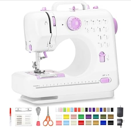 SEA PUNK Mini Sewing Machine with 12 Built-in Stitches, Kids Sewing Machine with Foot Pedal