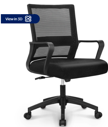 Neo Chair MB-7 Ergonomic Mid Back, Height Adjustable, Swivel, Lumbar Support, Deep and Wide Mesh Home Office Computer Desk Chair with Armrests, Black