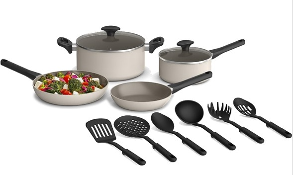 BELLA 12 Piece Cookware Set with EverGood Ceramic Nonstick Coating