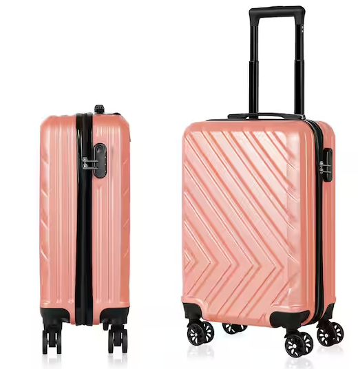 Carry On Luggage, 20″ Hardside Suitcase ABS Spinner Luggage with Lock – Arrow in Rosegold