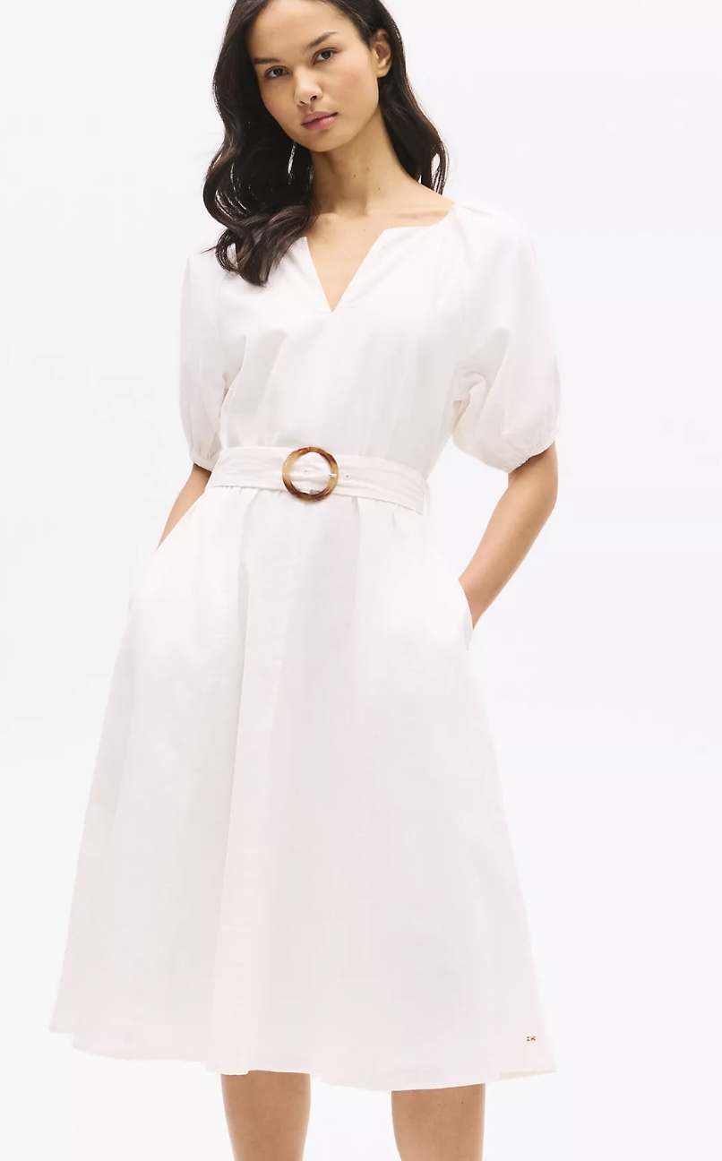 Tommy Hilfiger Linen Blend Puff-Sleeve Dress