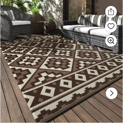 SIXHOME Outdoor Rug 5’x8′ Waterproof Reversible Patio Rug Modern