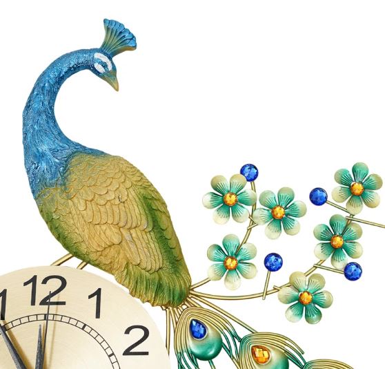 Domagala Luxury Peacock Metal Wall Clock