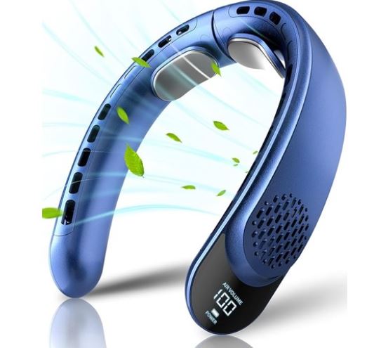 ASNUG Bladeless Neck Fan 4 Turbo Portable Neck 4000 mAh Battery Operated – Blue