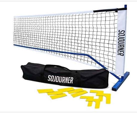 Sojourner Pickleball Set w/ Net – Regulation Size, Portable, Includes Net, Court Markers & Storage Bag