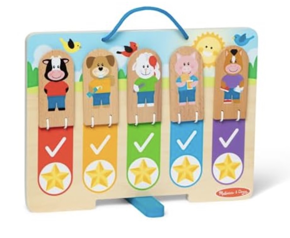 Melissa & Doug Wooden My Daily Day and Night Routines Chart for Boys and Girls 3+ – FSC Certified