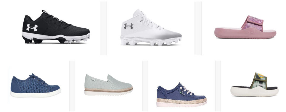 Shoes on big saleBrands like UnderArmour, Hoka, Sketcher’s and more