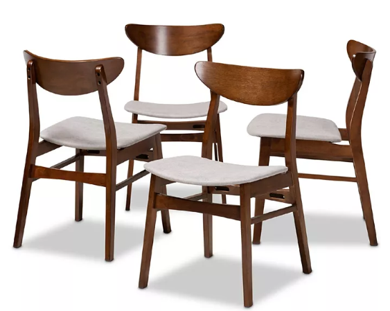 Parlin Mid-Century Modern Transitional Fabric Upholstered 4 Piece Dining Chair Set