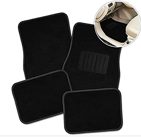 Zone Tech All Weather Carpet Vehicle Floor Mats- 4-Piece Black Premium Quality Carpet Vehicle Floor Mats