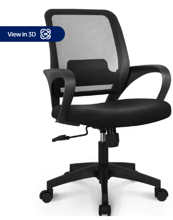 Neo Chair MB-5 Ergonomic Mid Back, Height Adjustable, Swivel, Lumbar Support, Mesh Home Office Computer Desk Chair with Armrests, Black