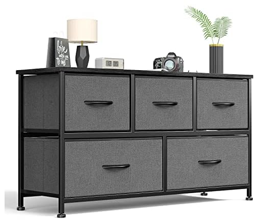 Sweetcrispy Dresser for Bedroom 5 Fabric Drawers Dresser Clothes Cabinet Storage Organizers