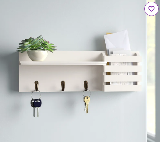 Speight Wall Mail Organizer with Key Hooks