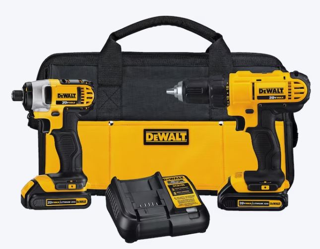 DEWALT 2-Tool 20-Volt Max Power Tool Combo Kit with Soft Case (2-Batteries and charger Included)